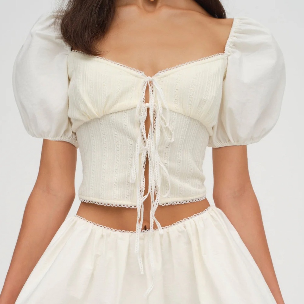 NWT For Love & Lemons Billie Pointelle Top
